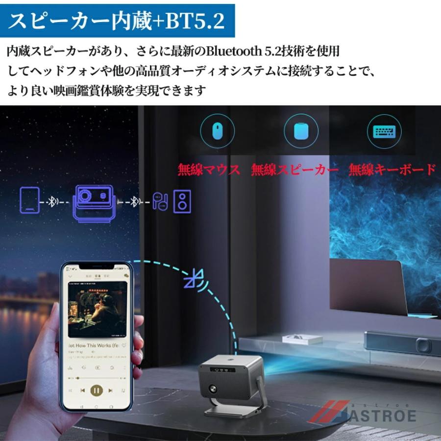 プロジェクター 家庭用 小型 天井投影 4K対応 android搭載 電動 