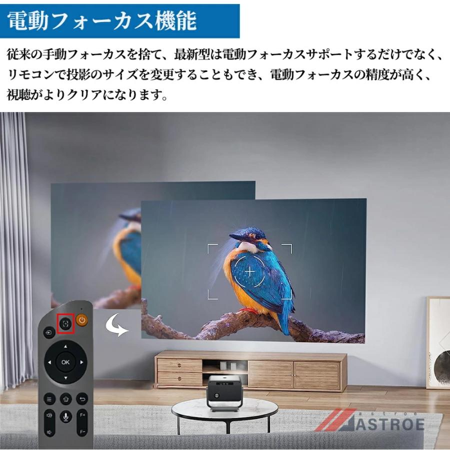 プロジェクター 家庭用 小型 天井投影 4K対応 android搭載 電動