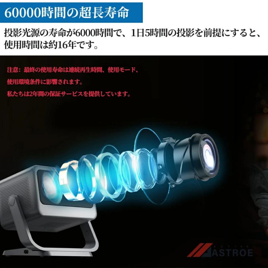 プロジェクター 家庭用 小型 天井投影 4K対応 android搭載 電動