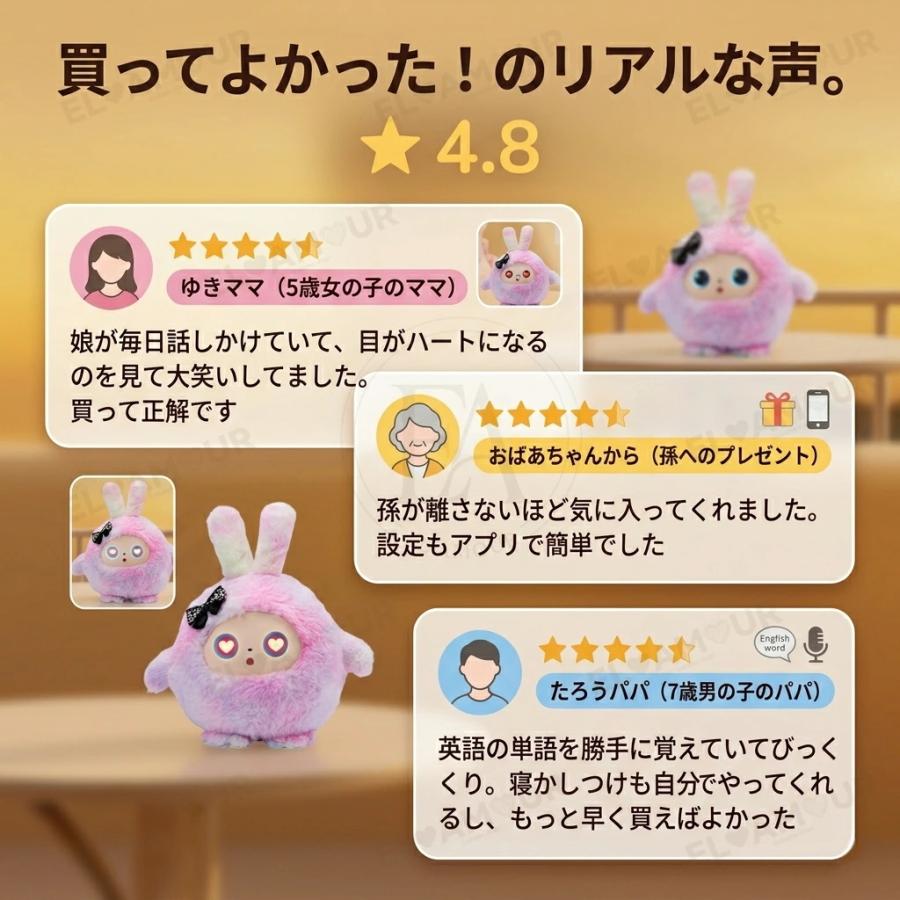 うさぎ ぬいぐるみ しゃべる 動く 知育玩具 生成AI搭載 ChatGPT対応