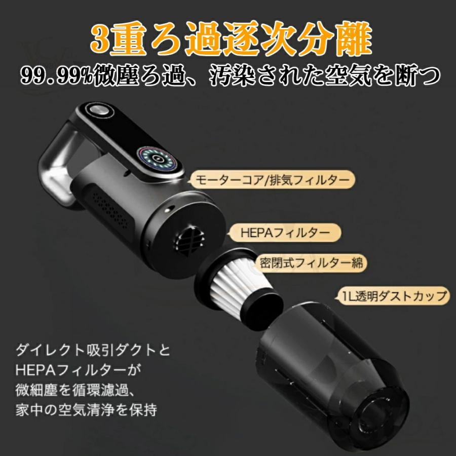 掃除機 コードレス 42000pa 強力吸引力 軽量 充電式 大容量 サイクロン