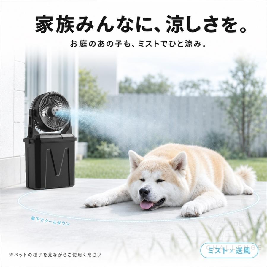 ミストファン アウトドア 扇風機 4段階調節 20000mAh 10L水タンク 噴霧