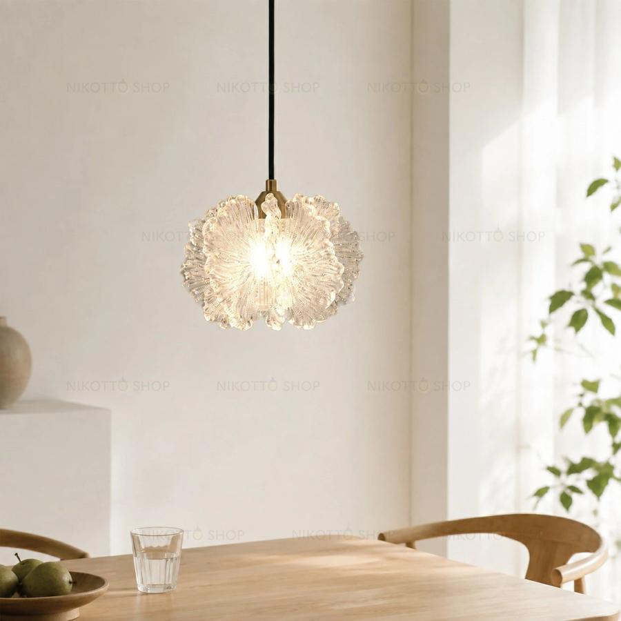 3点セット　ガラス　フラワー花柄　ペンダントライトモダン オシャレ照明 ペンダントライト 北欧 LED 花型 花びら フラワー クリスタル調