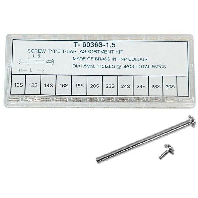 時計部品 バンド両ネジセット ネジタイプ φ1.5×10?30mm SS GP 11サイズ