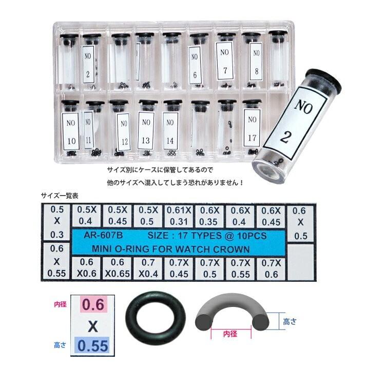 合せ用 リューズパッキンセット クォーツ時計用 17サイズ全170個入り