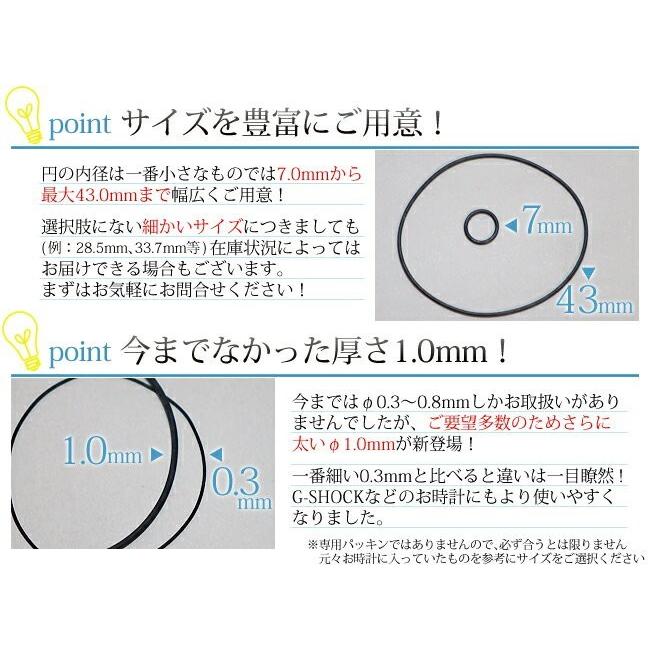 腕時計 部品 パッキン 裏蓋 大径 5個入り サイズ φ1.0×7.0-29.0mm
