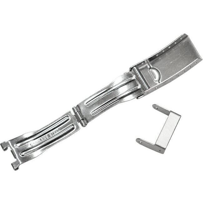 腕時計バンド用 三つ折れダブルロック バックルSS 14mm-12mm DE-644SB 