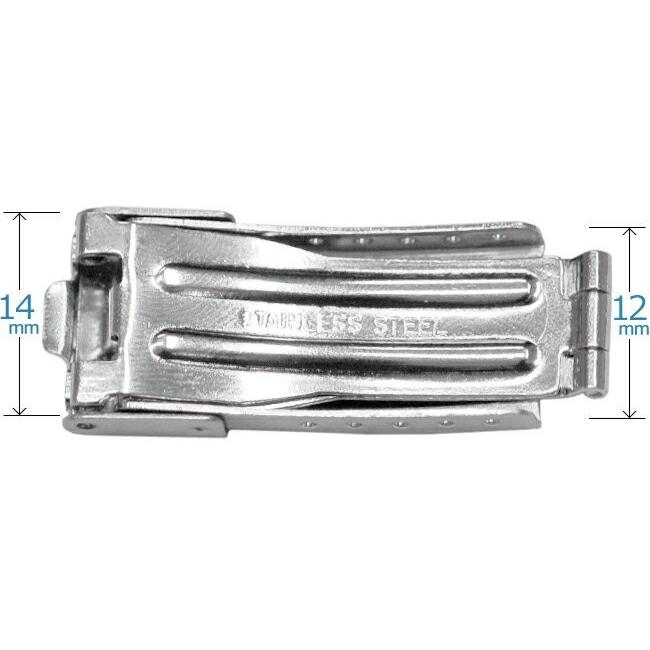 腕時計バンド用 三つ折れダブルロック バックルSS 14mm-12mm DE-644SB 