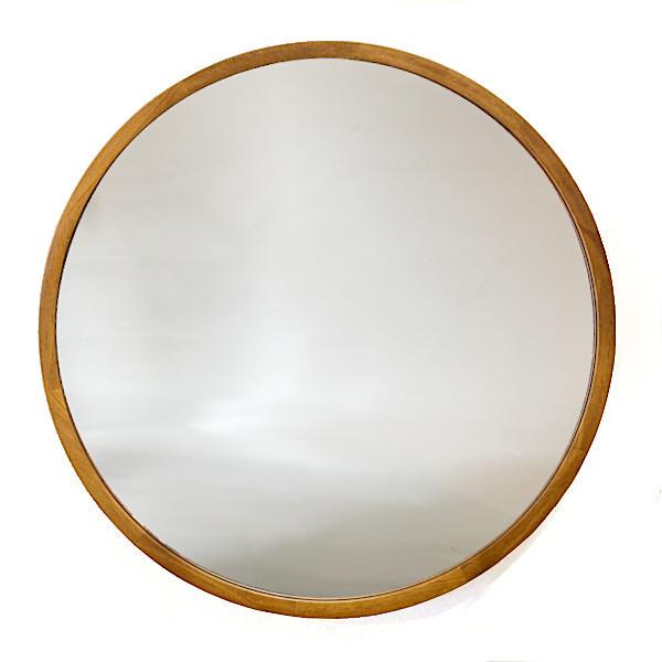 鏡 壁掛け ウォールミラー 丸 ウッド 北欧 アコウスティック（ブラウン） | 