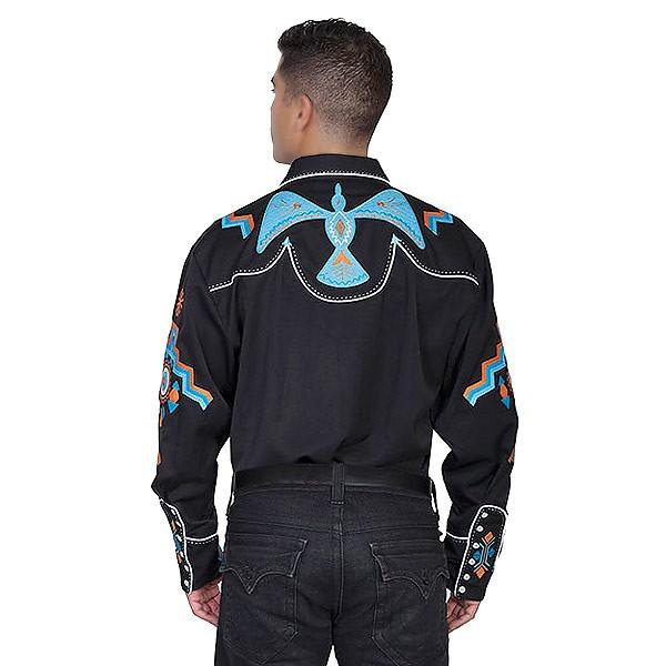 ☆新品未使用☆ウエスタンジャケット黒刺繍 ウエスタンシャツ バード 刺繍 フェニックス スマイリーポケット 長袖