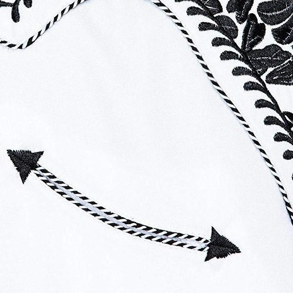 刺繍入り ウエスタンシャツ ホワイト×ブラック P-634 WBK S-L