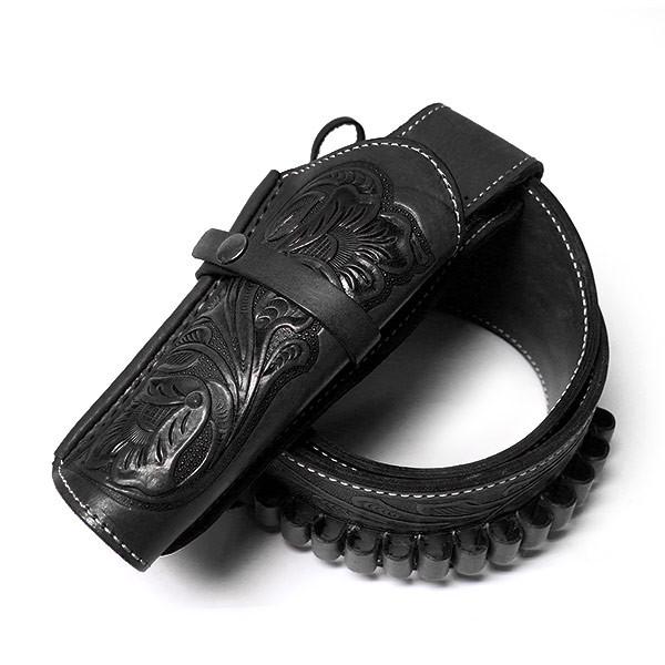 カービングレザーガンベルト 38口径用 (ブラック) GB-38BLK 34-42