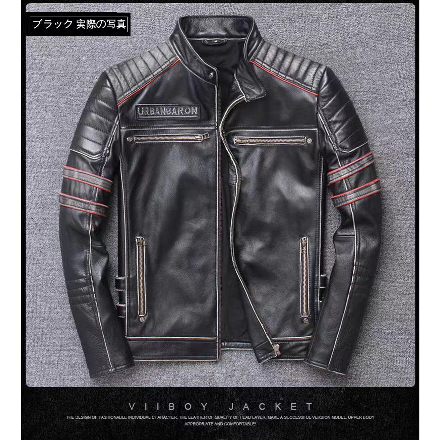 レザージャケット 高品質 2023 精巧な刺繍 レザージャケット ハーレー機関車 本革 ライダースコート バイクジャケット