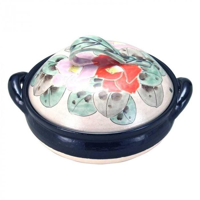 在庫有新品 九谷焼 陶製すのこ付 良則 10号ヘルシー蒸し鍋 色椿 N153 06 き 同梱 代引き 同梱不可 App Digitallimegreen Co Za