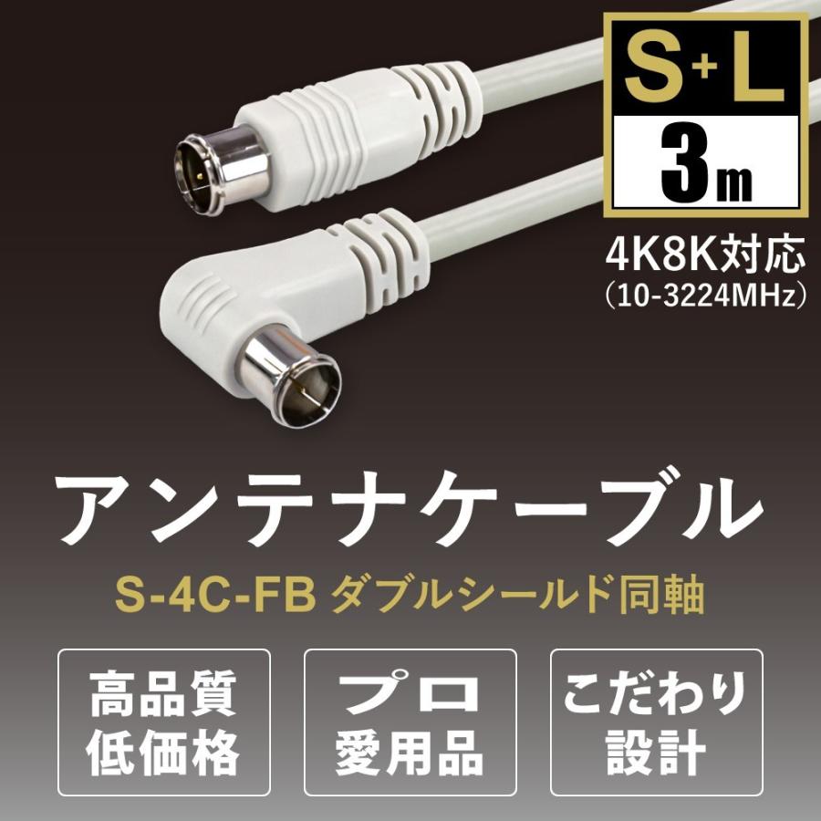 アンテナケーブル 同軸ケーブル 1.5m 3m 4K 8K 地デジ 地上デジタル BS CS TV テレビ S-4C-FB S+L型 ycm3｜youplus-corp｜02