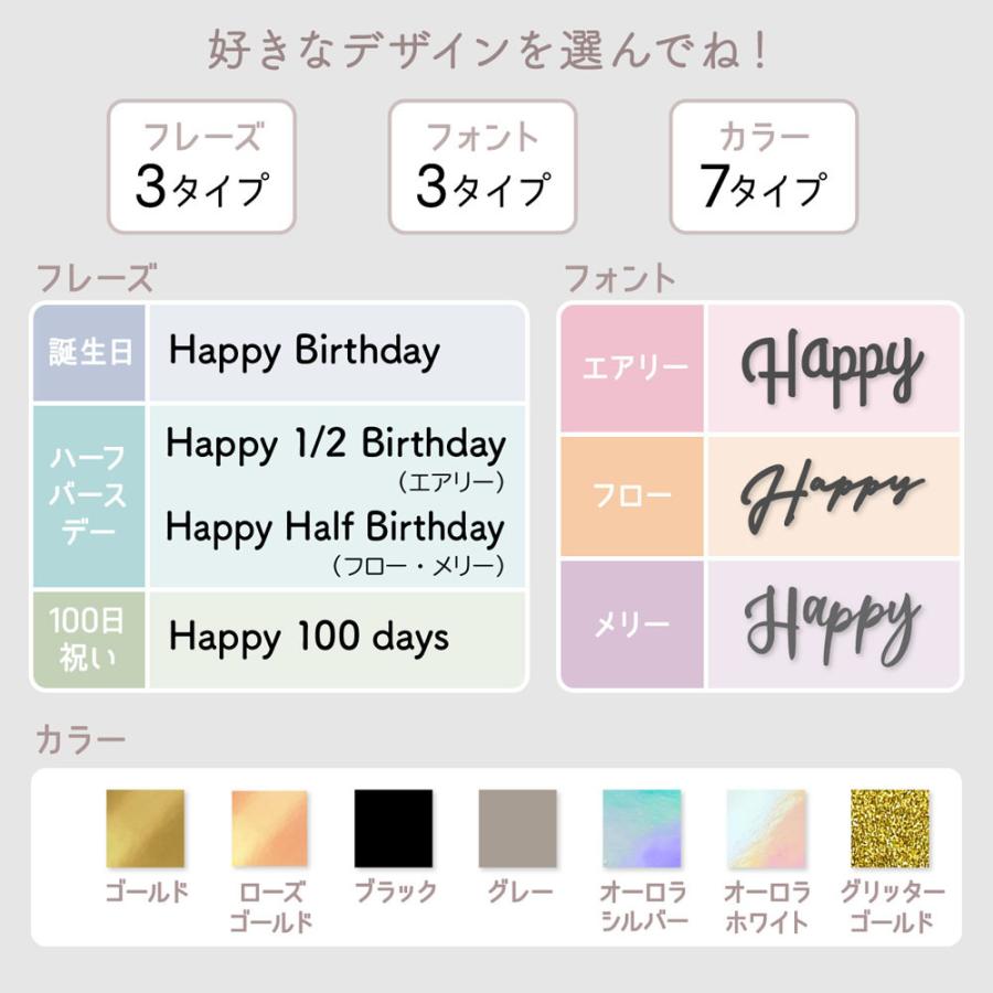 [100日&ハーフ対応] バースデー レターバナーガーランド 誕生日 パーティー 飾り ハーフバースデー 100days 選べる 63種類 モノトーン ycm regalo｜youplus-corp｜07