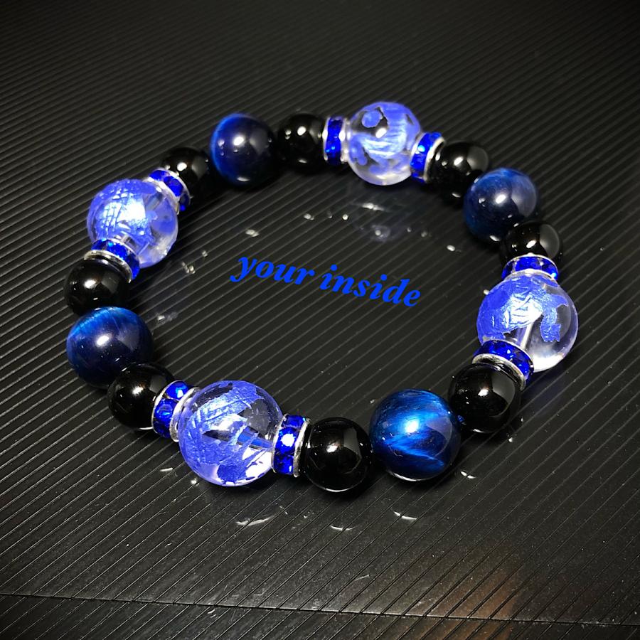 四神獣水晶 青彫り ブルーカラータイガーアイ 天然石ブレスレット |  | 03