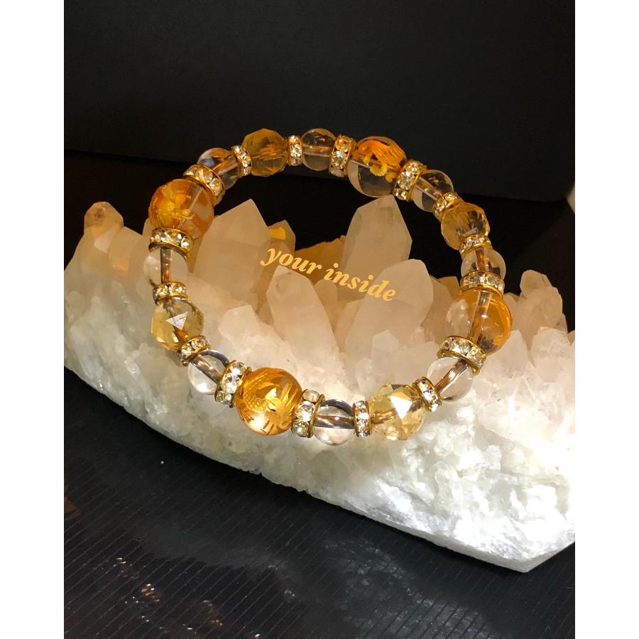 四神獣水晶 金色 彫り スターカットシトリン 天然石ブレスレット |  | 01