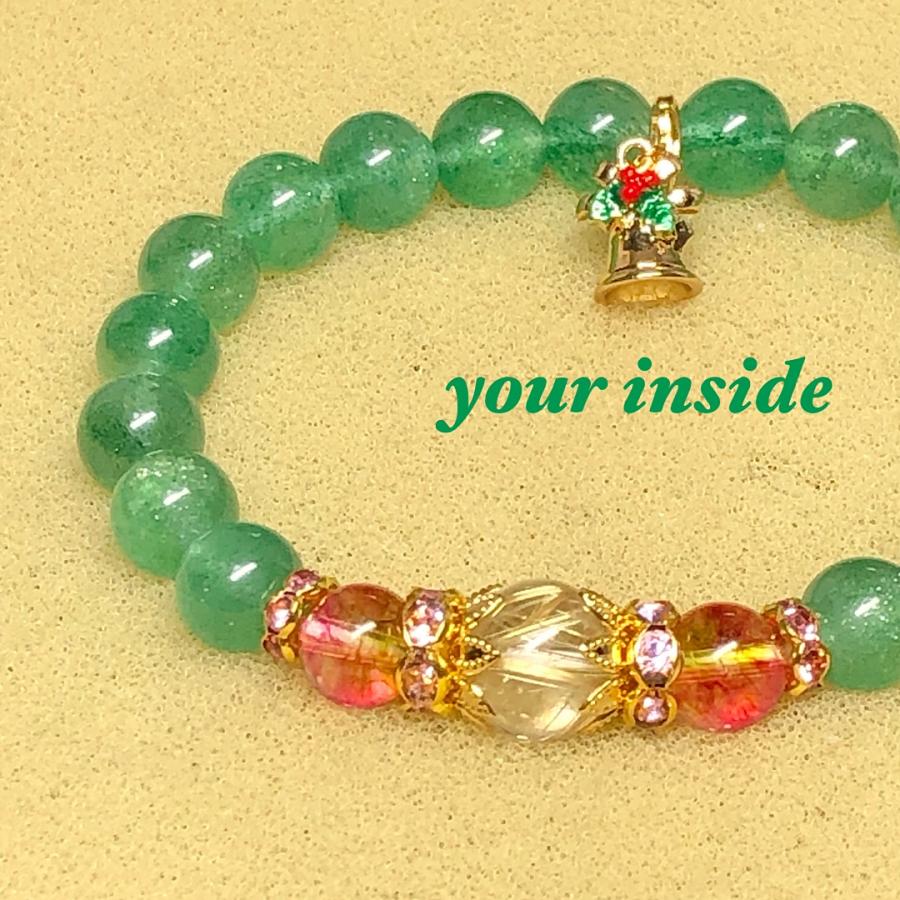 ルチルクォーツ 翡翠 アベンチュリン (8〜8.5mm) 天然石 クリスマスブレスレット |  | 01
