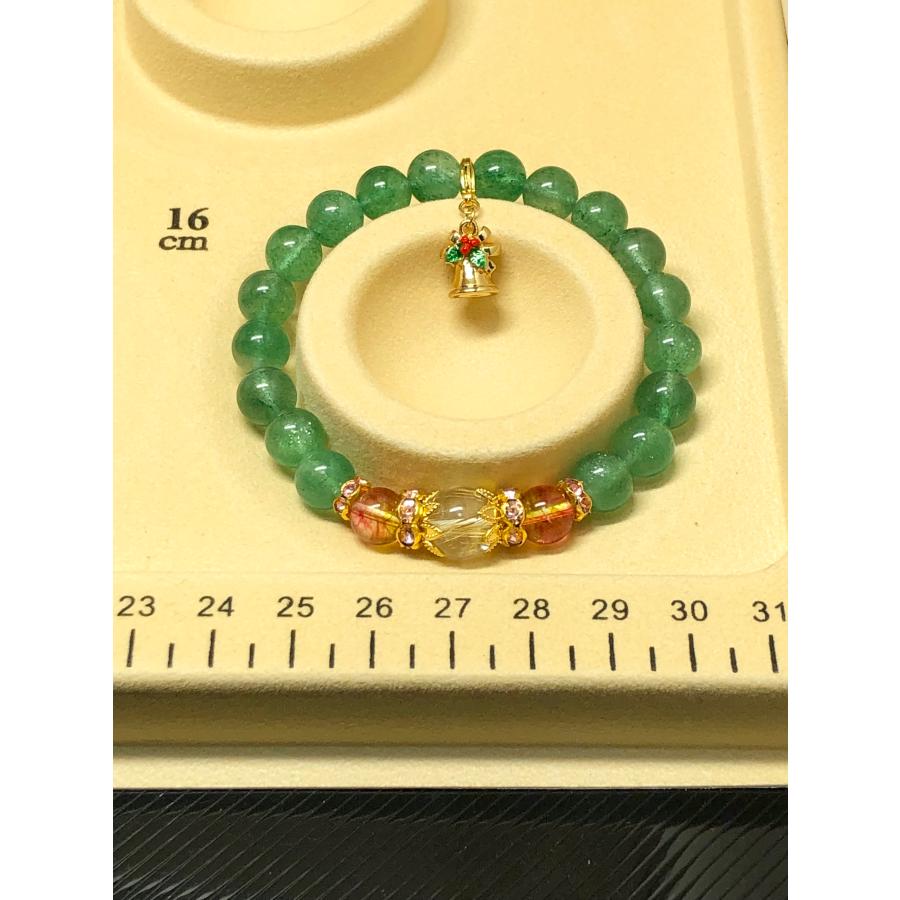 ルチルクォーツ 翡翠 アベンチュリン (8〜8.5mm) 天然石 クリスマスブレスレット |  | 09