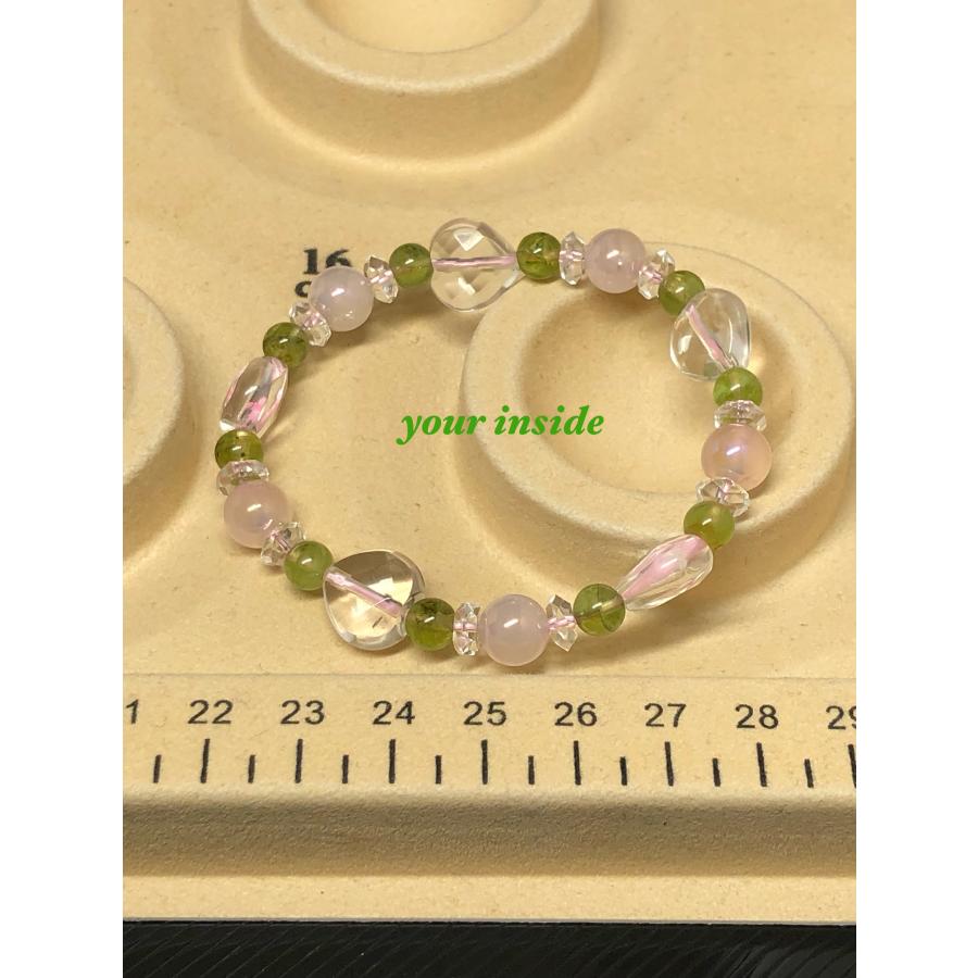 ペリドット クリスタル ハートカット デザイン 天然石ブレスレット |  | 05