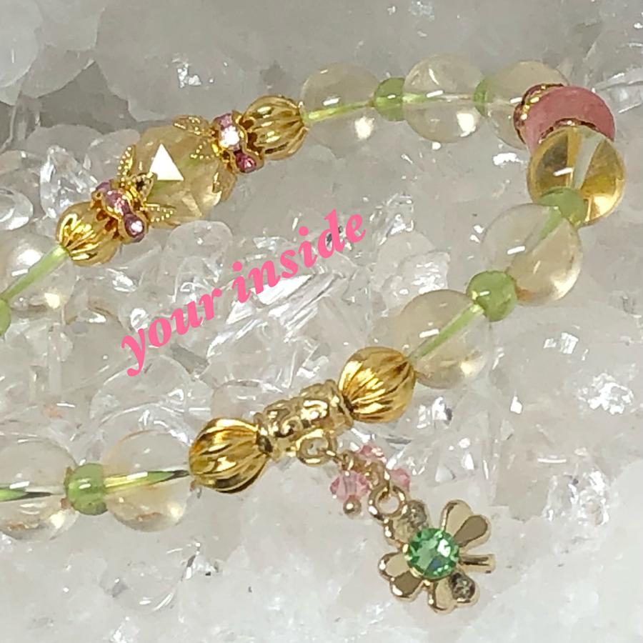 ペリドット インカローズ スターカットシトリン デザイン 天然石ブレスレット | 