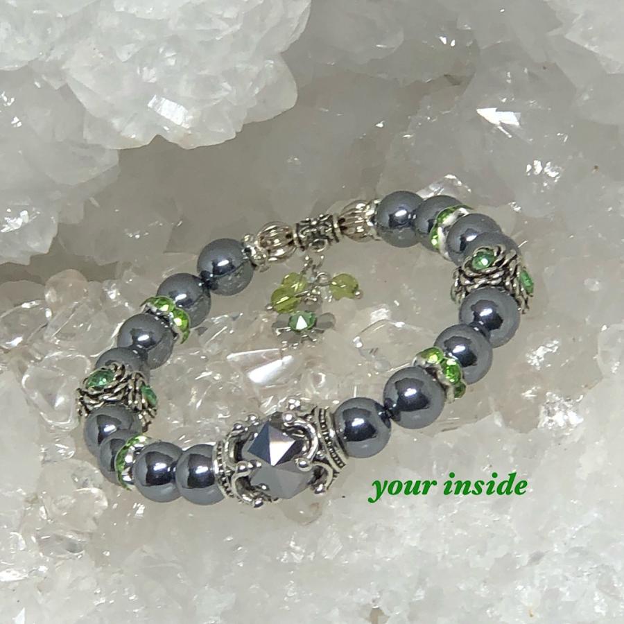 テラヘルツ鉱石 ペリドット デザイン 天然石ブレスレット |  | 06