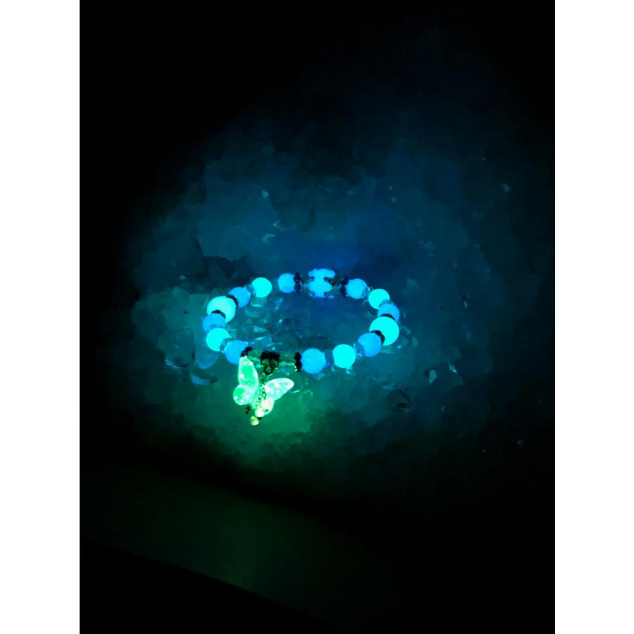 ブルールミナスストーン 夜光石 デザイン 蝶々チャーム 天然石ブレスレット |  | 06