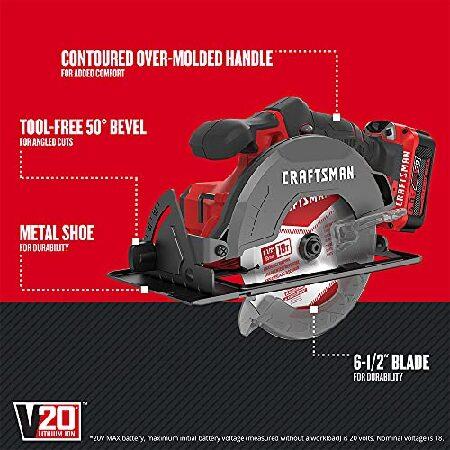 CRAFTSMAN　V20　Cordless　inch,　Saw　and　6-1　Included　(CMCS500M1)　Circular　Battery　Kit,　Charger