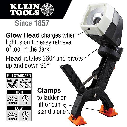Klein　Tools　56029　Light,　Pivots　LED　Light　Dust　360　Water　Degrees,　Work　90　Resistant　Clamp　Degrees,　Rotates　and