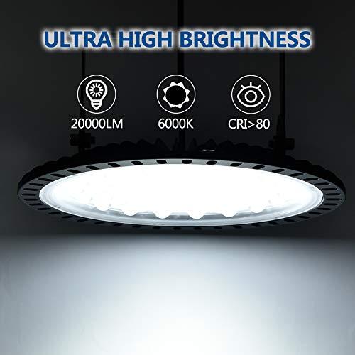 Viugreum　200W　UFO　Workshop,　Light,　Bay　for　Waterproof　Garage　LED　20000LM　Shop　IP65　Factory　Lights　High　B　Warehouse　White　Commercial　Daylight　LED　6500K