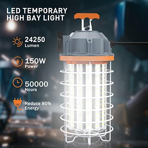 NS　LED　Temporary　Lights　LED　Led　Durable　5000k　High　Work　Lumens　Link-able　White　24250　Hook,　Daylight　with　Bay　Light　150W　Portable　Construction　Job　Site