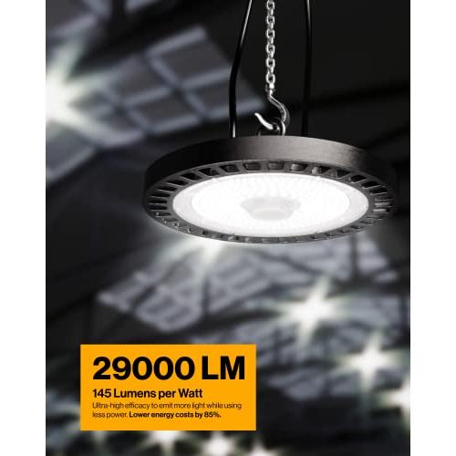 Sunco　UFO　LED　Warehouse,　Super　200W,　LM,　Bay　5000K　Lighting　Light,　for　29000　100-277V,　IP65　Daylight,　Dimmable　Waterproof　High　Weatherproof,　0-10V,　Br