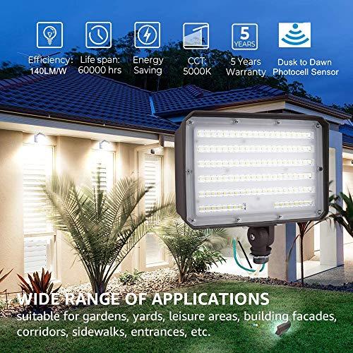 2Pack　Dusk　to　Daylight,　Flood　5000K　1000W　Flood　Equivalent,　100-277V　14000LM　Outdoor　L　Commercial　LED　Dawn　ETL　100W　Light　Knuckle,　LED　Waterproof　with