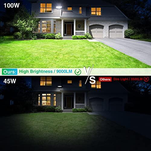 iMaihom　100W　Flood　Lights,　Switch　Flood　IP65　Heads,　Lights　with　Daylight　Security　Controlled　Adjustable　Outdoor,　Light　9000LM　LED　Waterproof　6500K　W