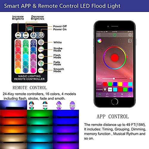 LED　Flood　Light　Lights　Lighting,　Sync,　Stage　Party　Music　FloodLights,　＆　Colors　Outdoor,　20W　Million　RGB　＆　2700K　Control　16　Timing　＆　APP＆Remote　IP6