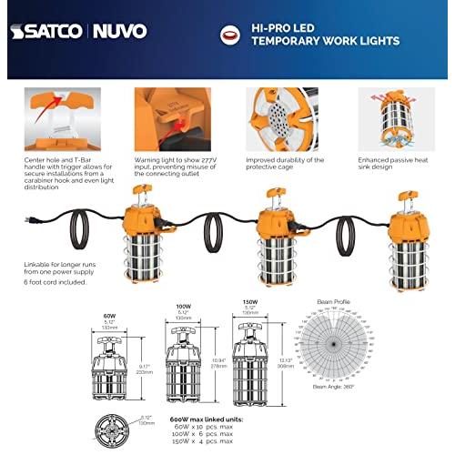 Satco　S38946　Hi-Pro　LED　Work　Light,　5000K,　High-Lumen　White　Temporary