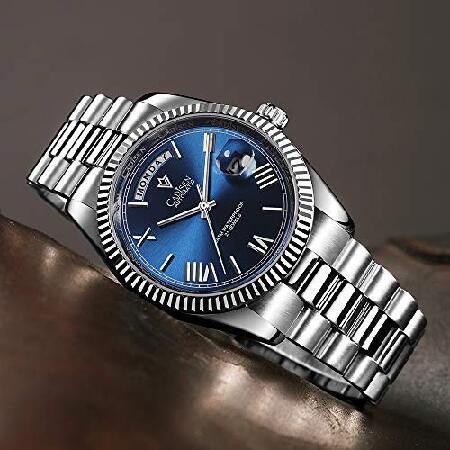 【日本産】 CADISEN Men Automatic Watch Sapphire Luxury Mechanical Wristwatch Stainless Steel Waterproof Watch Men MIYOTA8285 (Blue)