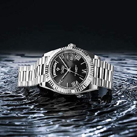 即納在庫あり CADISEN Men Automatic Watch Sapphire Luxury Mechanical Wristwatch Stainless Steel Waterproof Watch Men MIYOTA8285 (Black)