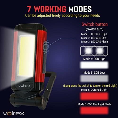 VOLREX　Portable　LED　＆　with　Work　Rotating　Car　for　225°　Work　Rechargeable　Hunting,　Base　Repairing,　360°　Light　Modes　Camping,　Light　Magnetic　Head