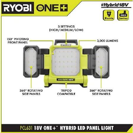 RYOBI　ONE　18V　Cordless　PCL631B　LED　Panel　(Tool　Hybrid　Only)　Light