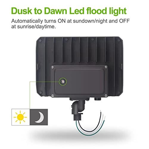 Paktonvo　100W　LED　5000K　Outdoor　Flood　Knuckle,　Light　with　to　Dusk　14000lm　Dawn　Light　Flood　Waterproof　AC100-277V　Photocell　1000W,　Equivalent　ETL　Wall