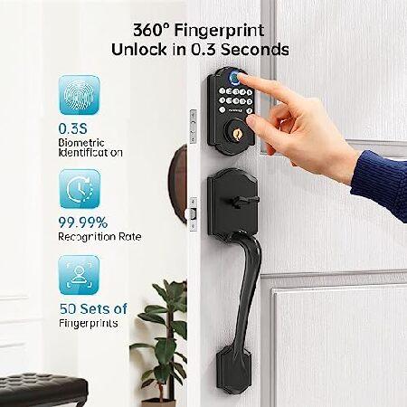Front　Door　Handle　with　Deadbolt　Digital　with　Home　Locksets　for　Lock　Set,　Auto　Fingerprint　Locks　Keypad　Entry　Door　Handle　HEANTLE　Keyless　Apartment,