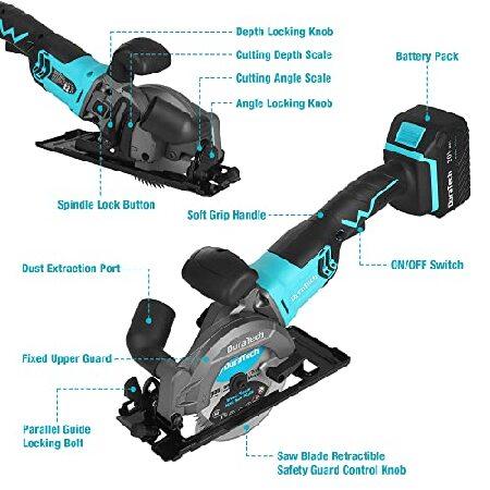 DURATECH　20V　Cordless　Battery,　3600RPM,　Charger,　Saw　Circular　Blades,　Compact　Saw　Depth　Circular　Electric　1-1　Cutting　Max　Saw,　2&quot;　4-1　Mini　4.0A　with