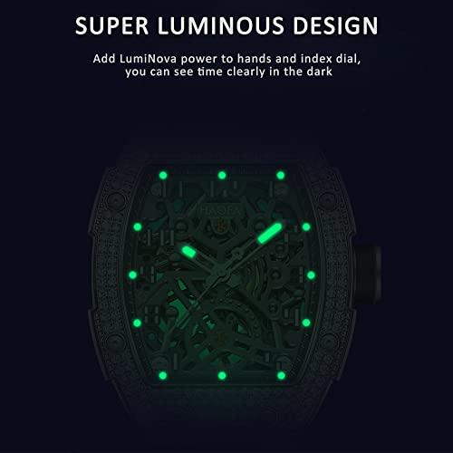 ウルトラ！ Haofa Automatic Mechanical Mens Watch Skeleton Double-Side Hollow Dial Watch Diamond Case Sapphire Mirror Luminous Waterproof Sports Watches for Men 【B2521103013】(92001円)