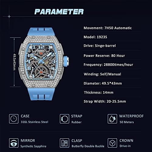 ウルトラ！ Haofa Automatic Mechanical Mens Watch Skeleton Double-Side Hollow Dial Watch Diamond Case Sapphire Mirror Luminous Waterproof Sports Watches for Men 【B2521103013】(92001円)