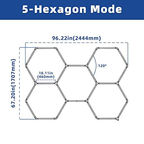 ALLYES　Hexagon　LED　Garage　5Pack　Car　Ga　6500K　Ceiling　144W　for　Light　17280LM　Lighting,　Light　Hexagon　LED　Bright　White　Super　Plug-in　Lights,　Detailing