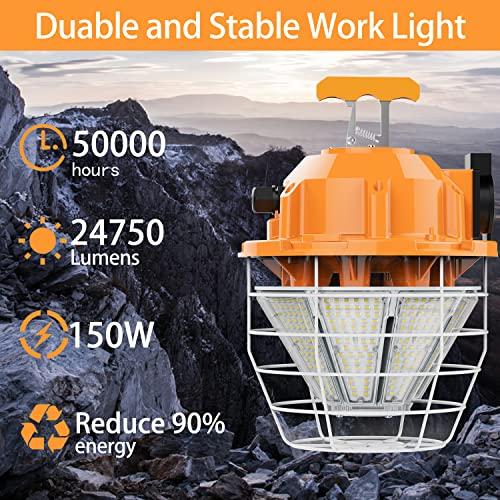 RIUVAO　150W　LED　Light　Lights　24750Lm　Temporary　Light　Lighting　IP65　Bright　Portable　5000K　Construction　Daylight　Waterproof,　Work　Indoor　Hanging　Temp　Mi