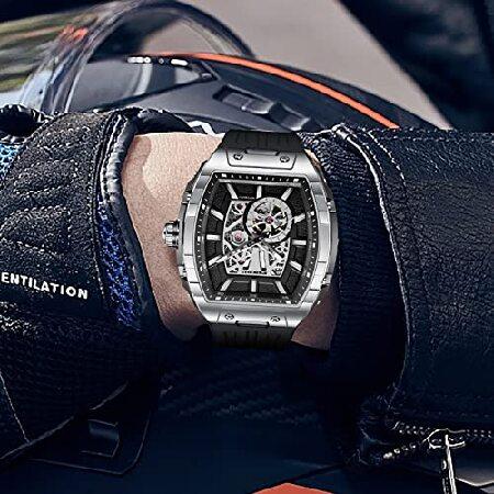 【限定品】 GLENAW PINDU Automatic Watches for Men， Tonneau Luxury Skeleton Watches for Men 50M Waterproof 8215 Movement Analogue Watches Mens Unique Cool Mechani 【I8710254766】(31786円)