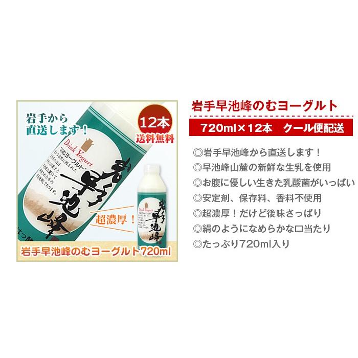 ギフト ヨーグルト 岩手 早池峰のむヨーグルト 720mL×12本 飲む